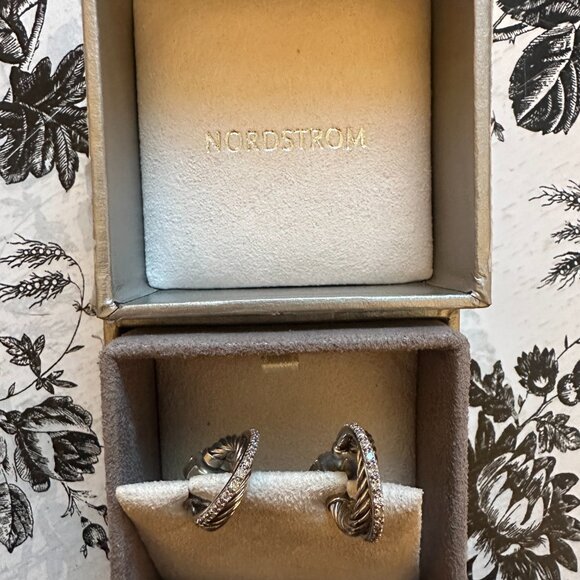 Rare....David Yurman Crossover Hoops with Diamonds - Picture 5 of 10